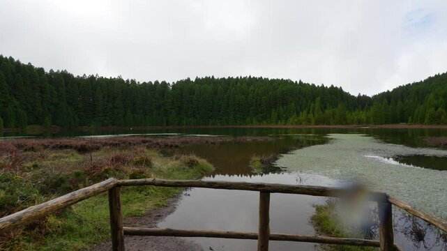 Lagoa do Canario, small lake on the Azores island, Sao Miguel.