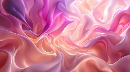 Obraz premium Abstract background featuring swirling, flowing shapes in soft pink and purple hues, resembling silk or satin. Ideal for feminine designs, beauty products, or artistic projects.
