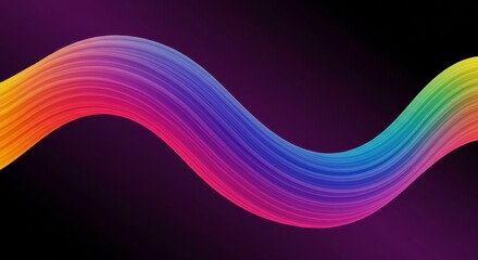 Rainbow Wave Abstract: A vibrant abstract wave of color swoops across a deep purple background, a mesmerizing and dynamic design perfect for adding a splash of energy to your projects. 