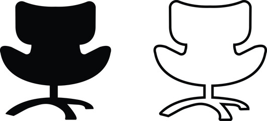 Office armchair icon set. Furniture for office Interior. Wireframe low poly mesh flat and line vector collection isolated on transparent background. Gaming chairs comfortable equipment for work