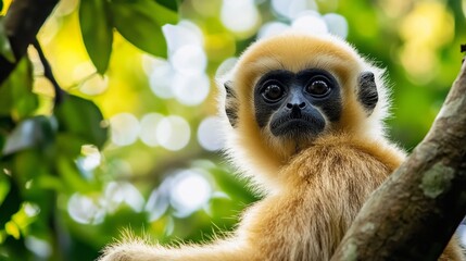 Obraz premium Close-up of a Golden Monkey in a Lush Forest