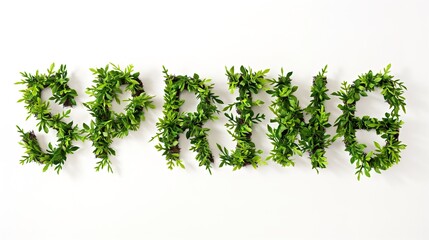 Spring concept composed of flowers and green grass, paired with a clean white background, text space, evoking a spring atmosphere