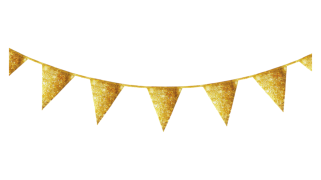 Elegant Gold Bunting Banner Ideal for Celebrations and Parties