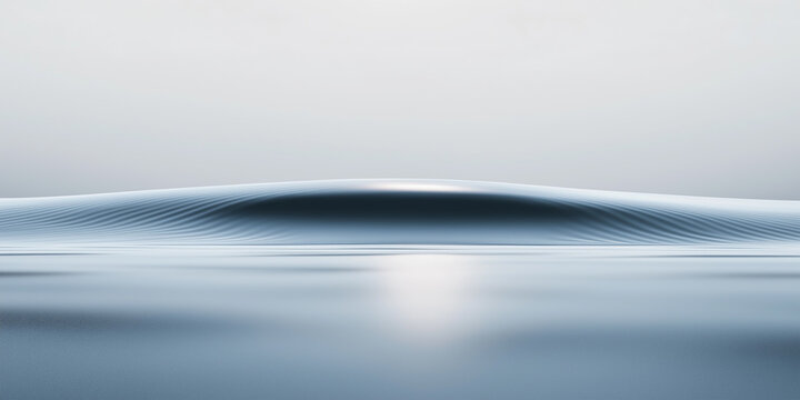 Low blue wave crest above fine parallel water ripples