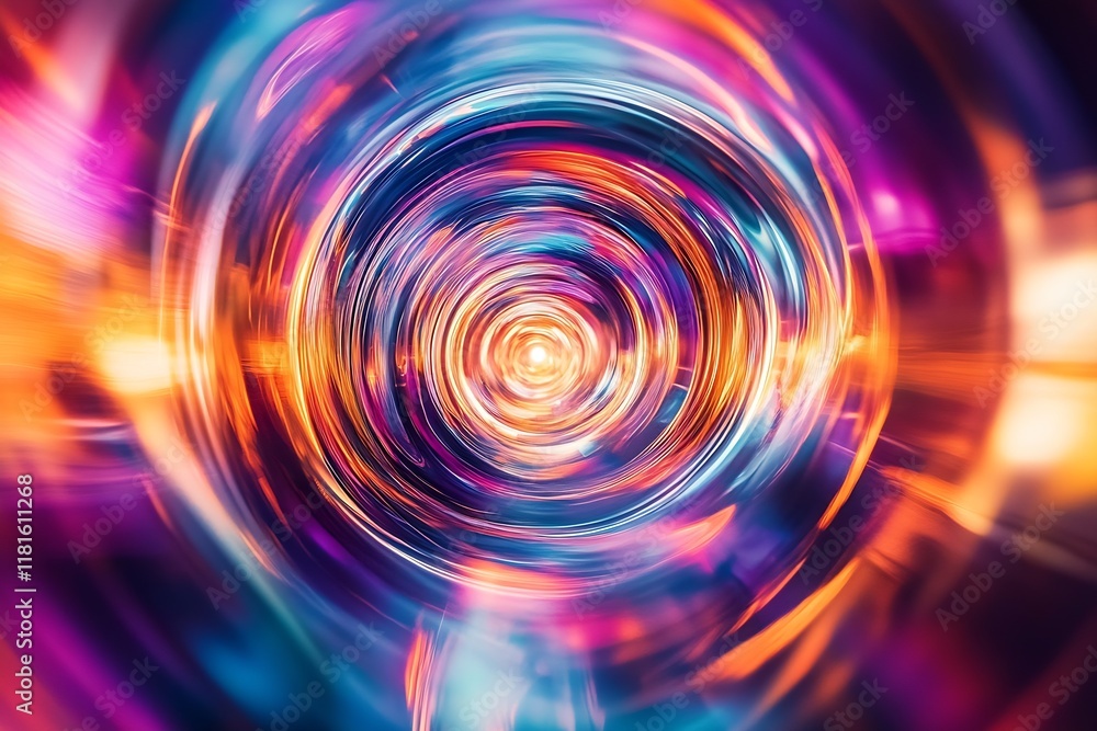 Poster Dynamic Colorful Spiral with Vivid Light Effects and Abstract Motion : Generative AI