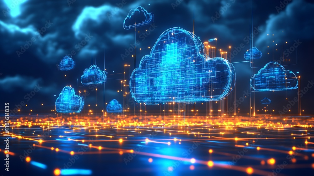 Aufkleber Digital Cloud Computing Platform with Advanced Data Connectivity : Generative AI