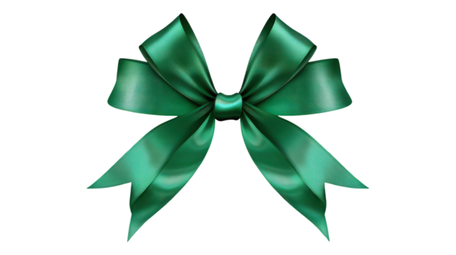 Stunning Green Ribbon Bow from Top View for Gift Wrapping and Decoration Uses