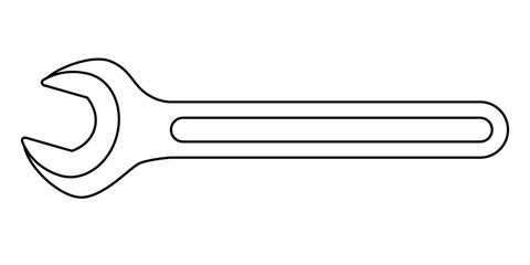 wrench, black and white vector illustration of hand tool spanner