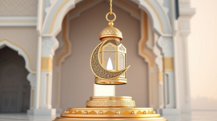 Obraz premium islamic background lantern lamp ramadan kareem modern random podium