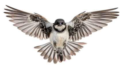 House Martin in Flight Isolated on a White Background for Birdwatching or Nature Projects