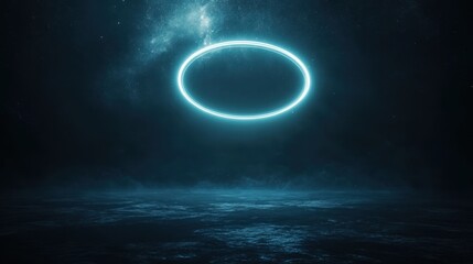 Mysterious Glowing Portal in a Starry Night Sky over a Dark Water Surface.