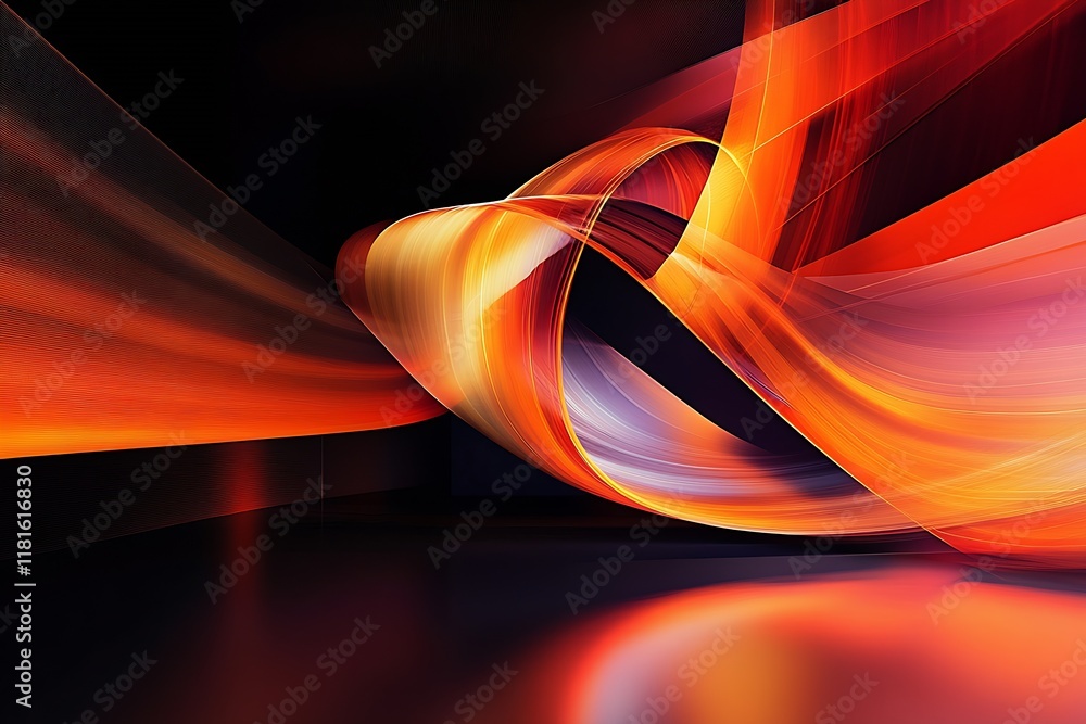 Aufkleber Vibrant Abstract with Dynamic Swirls of Fiery Orange and Red for Energetic Design Concepts : Generative AI