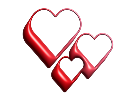 3D Y2K gradient red retro three hearts icon