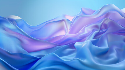 Fototapeta premium Abstract Wavy Fabric Illustration in Blue and Purple Tones, Perfect for Digital Backgrounds and Artistic Design Projects
