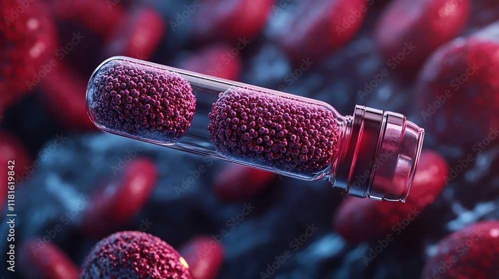 Poster Laboratory Vial with Molecular Cells for Scientific Analysis and Study : Generative AI