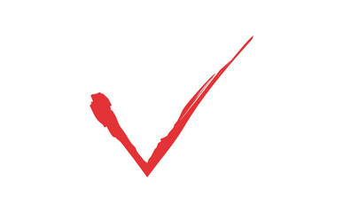 赤いインクの万年筆で描いた、手書き風のチェックマーク