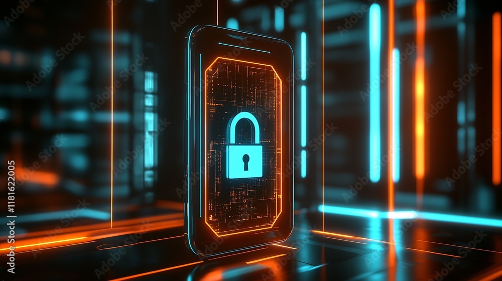 Aufkleber High-tech smartphone showcasing digital lock highlights robust mobile security and data protection systems : Generative AI
