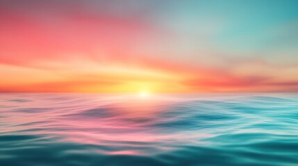 Fototapeta premium Sunrise reflection over calm ocean waters serene landscape nature tranquil environment wide-angle view peaceful concept