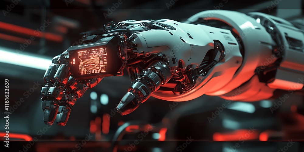 Aufkleber robotic hand with integrated digital display highlighting future of prosthetic technology : generati