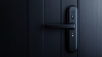 Fototapeta premium Modern black door handle with sleek design.