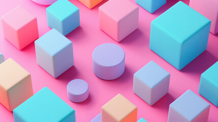 Naklejka premium Abstract Geometric Shapes in Pastel Tones Illustration, Perfect for Modern Design Projects and Artistic Backgrounds