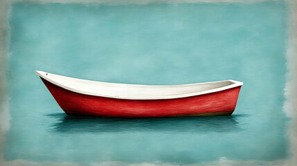 Naklejka premium Red Boat Illustration Teal Background