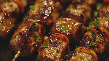 Grilled skewers with meat and vegetables.