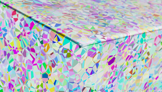 Vibrant 3D render of colorful geometric shapes