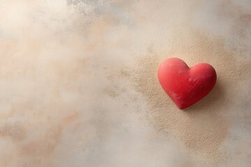 Fototapeta premium Heart-shaped decoration rests on textured surface conveying love and affection in a minimalist setting