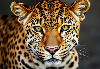 Naklejka premium Close-up of a Majestic Leopard's Face