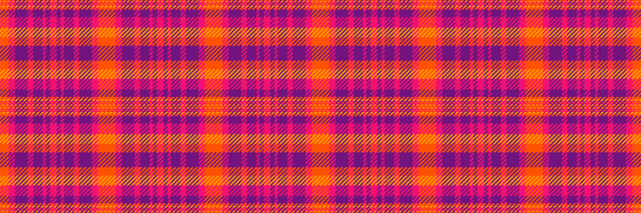 Vibrant pink, orange, and purple plaid pattern. Perfect for textile design, fashion, or website backgrounds.  Bold, geometric design with a seamless repeat. Ideal for creating eye-catching visuals.