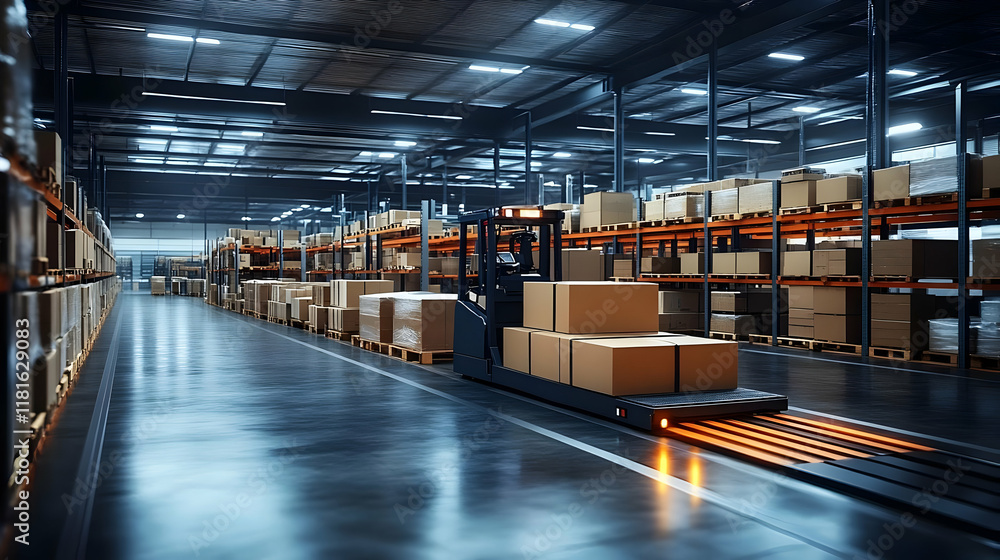Aufkleber automated guided vehicle carries boxes in warehouse efficiently and safely