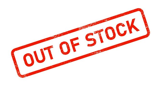 Out of stock postal rubber stamp, threadbare seal, currently unavailable for purchase, transparent background footage