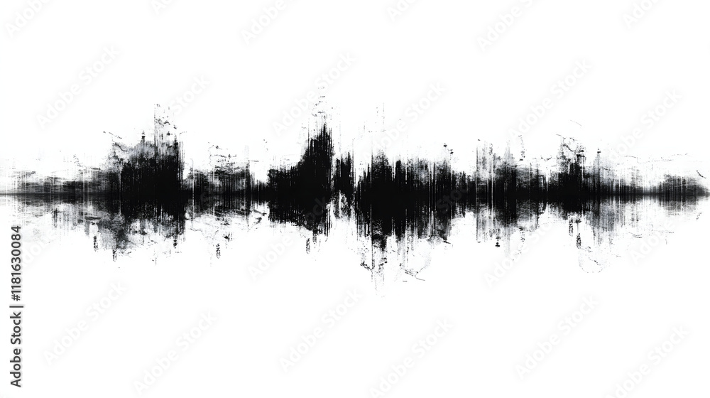 Poster sound wave pattern (easily editable file) on a white background.