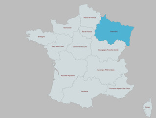 Detailed Map Highlighting Grand Est Region of France
