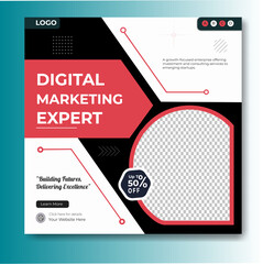 Fototapeta premium Digital marketing and corporate business service social media post banner template design