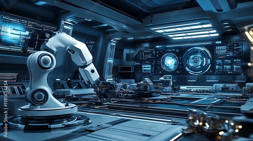 Poster innovative robotic arm technology in cutting-edge space laboratory : generative ai
