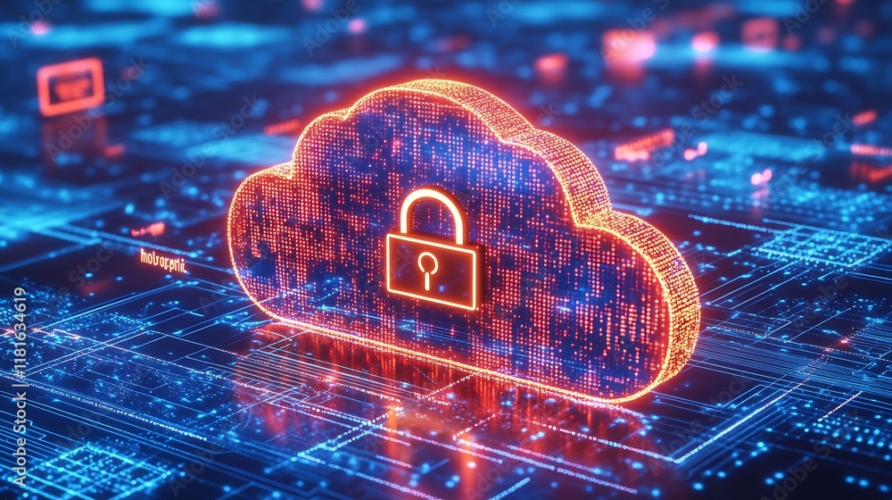 Aufkleber Secure Data Cloud Technology with Advanced Digital Encryption and Cybersecurity : Generative AI