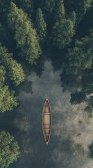 boat on the lake in the mist morning
