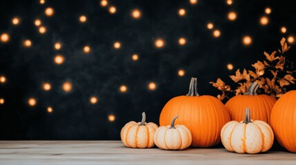 Autumnal Pumpkin Harvest Glow Lights Background