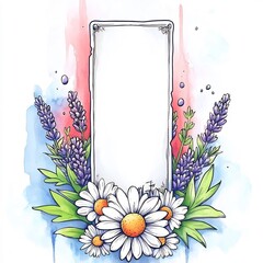 Elegant Hand-Drawn Floral Frame Illustration: Watercolor-Inspired Design. AI Generated