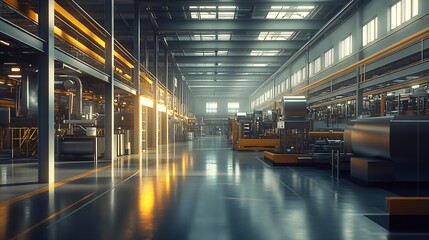 Industrial Warehouse with Modern Machinery and Efficient Production System : Generative AI