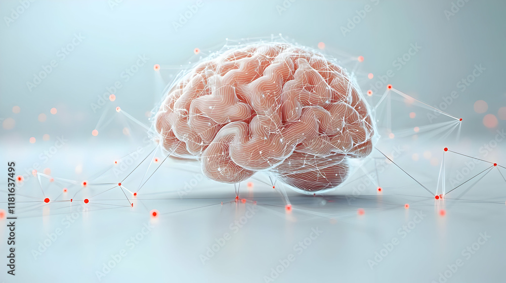 Poster brain connects with neural network, exploring consciousness and intelligence