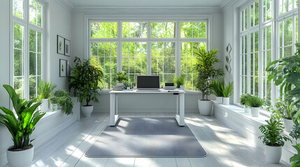 Home Office Setup Enhances Productivity with Natural Light and Greenery