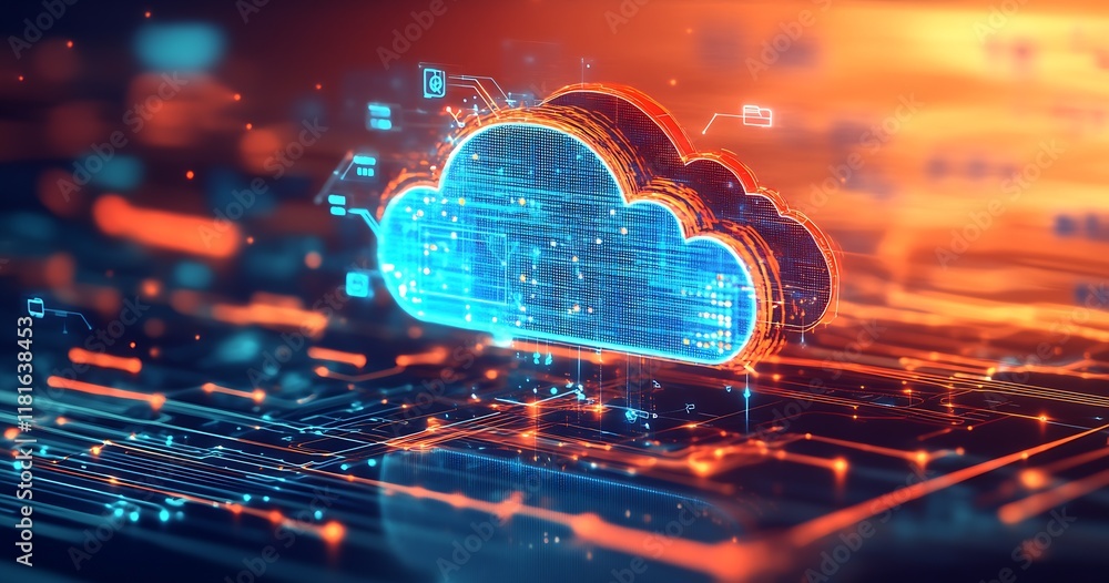Aufkleber Future-Oriented Cloud Technology with High-Speed Digital Networking : Generative AI