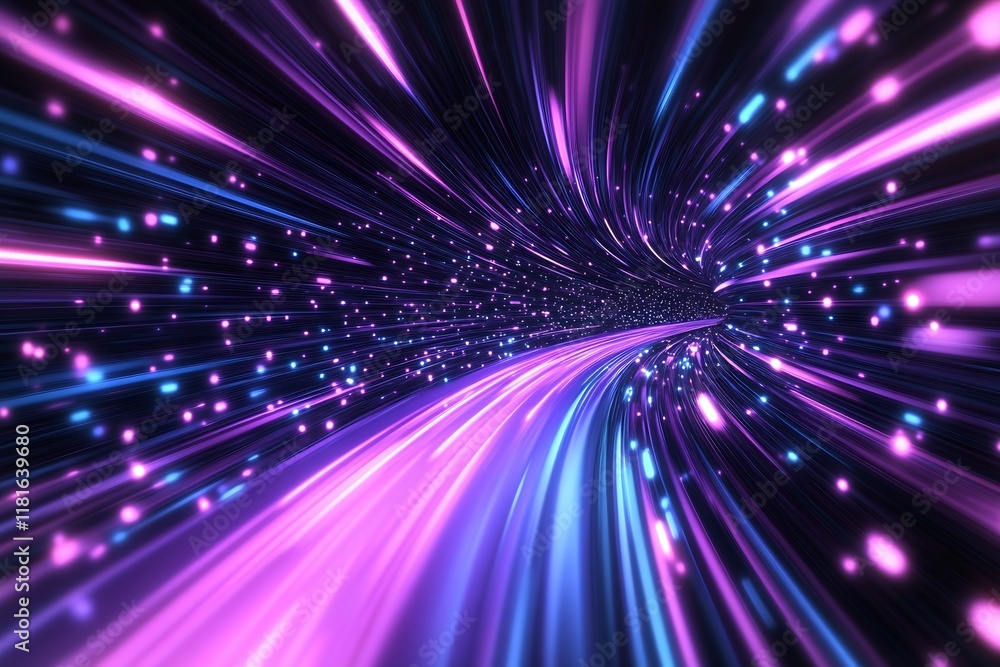 Fototapete futuristic vortex of illuminated light streaks with dynamic energy flow : generative ai