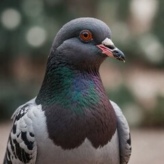 A cartoon-style pigeon with large expressive eyes on a transparent background.