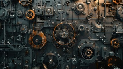 Abstract Industrial Background with Gears and Cogwheels