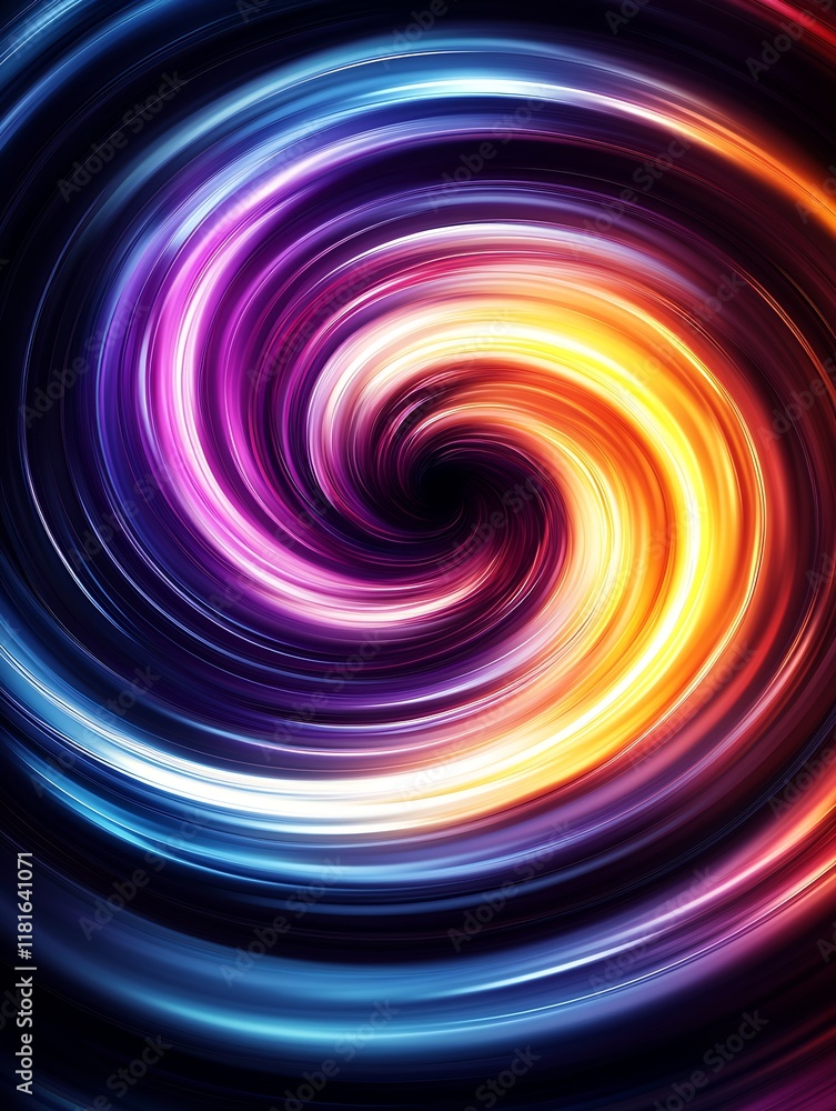 Poster energetic spiral of vivid colors in futuristic and artistic design : generative ai