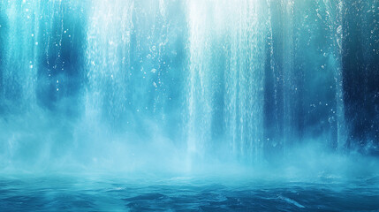 Cascading waterfall with mist creating a serene atmosphere in nature